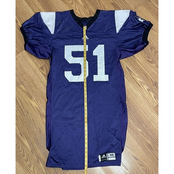 Adidas Northwestern Wildcats 51 Game Jersey Size 48 Signed By Coach Fitzgerald - Picture 7 of 8